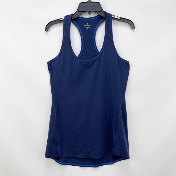 Athleta Tank Top Womens Small Blue Stretch Scoop Neck Sleeveless Racerback - Picture 1 of 7